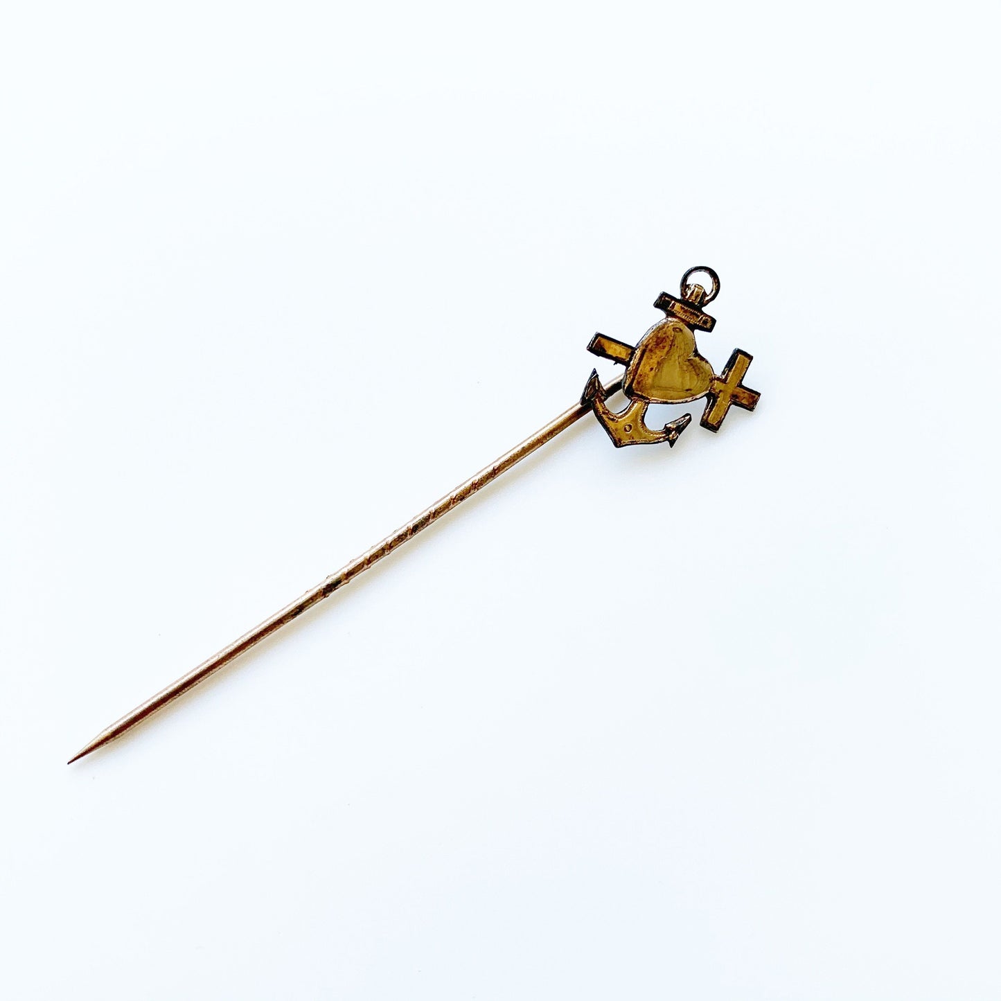 Victorian Faith, Hope, Love Stick Pin | Gold Filled Stick Pin