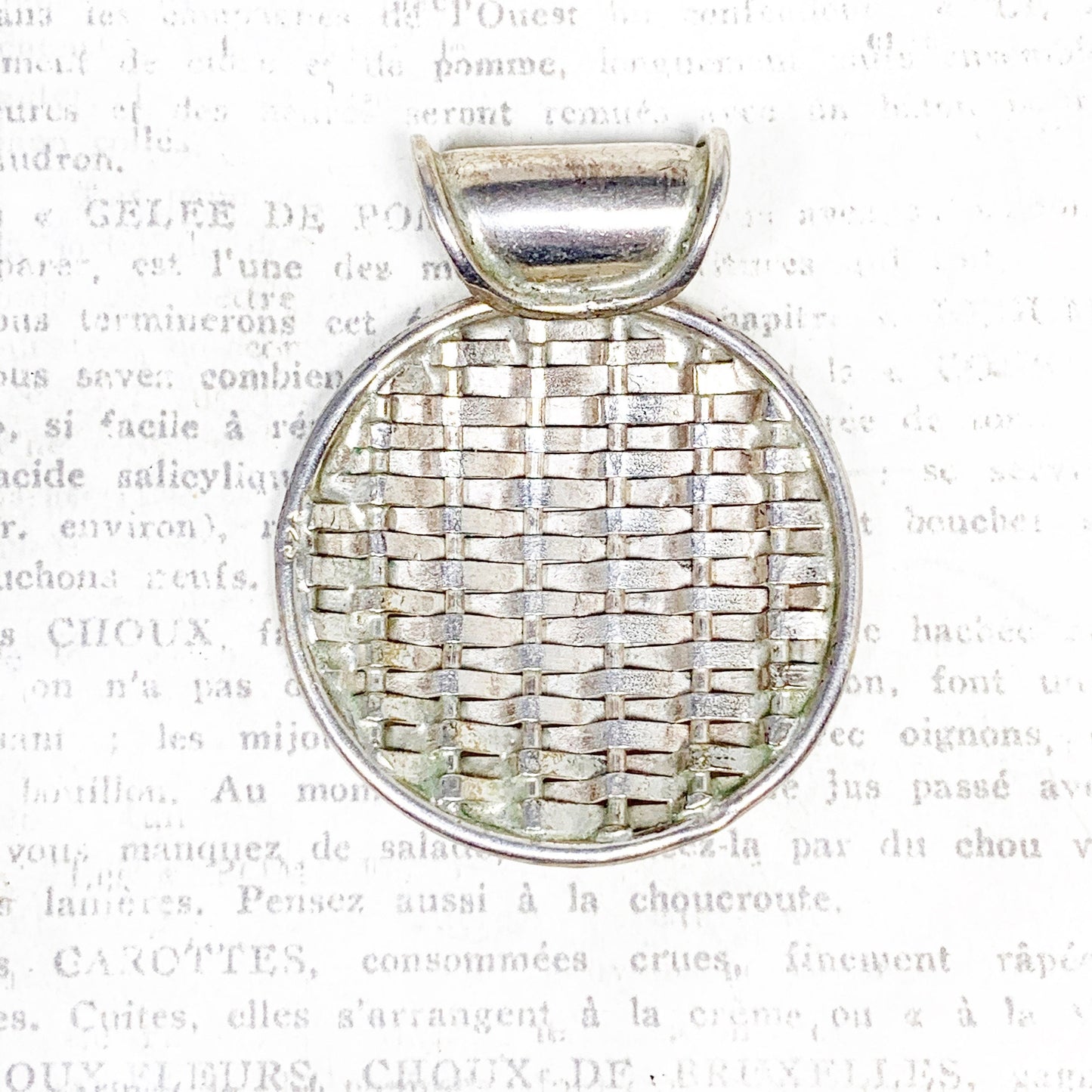 Vintage Silver Basket Weave Pendant
