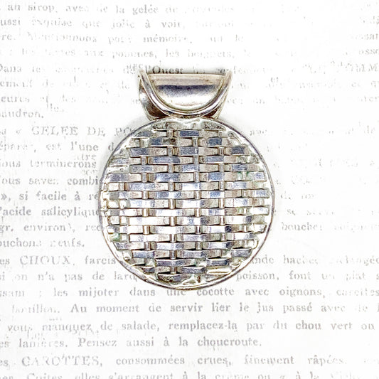 Vintage Silver Basket Weave Pendant