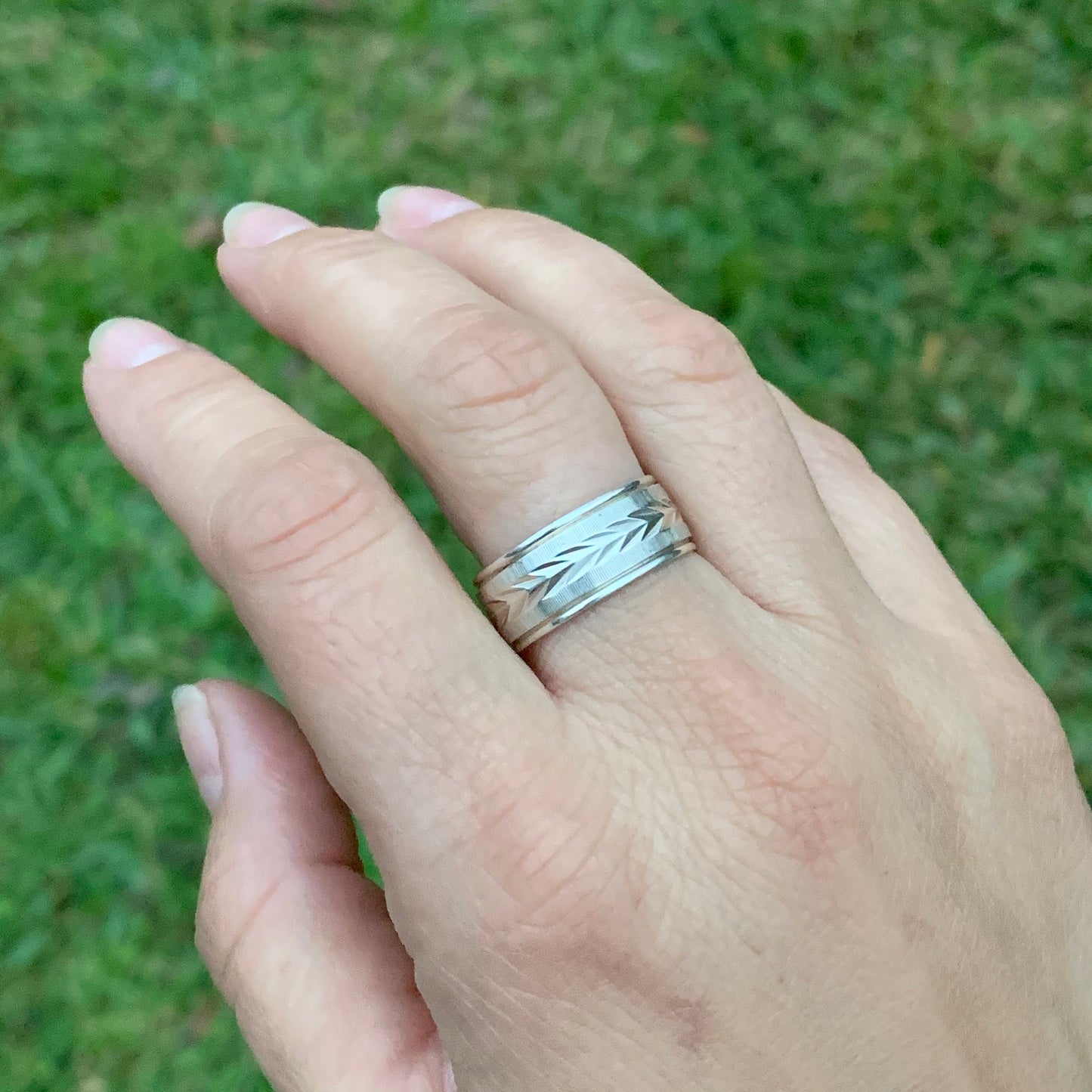 Vintage Silver Engraved Band Ring | Size 7 1/4