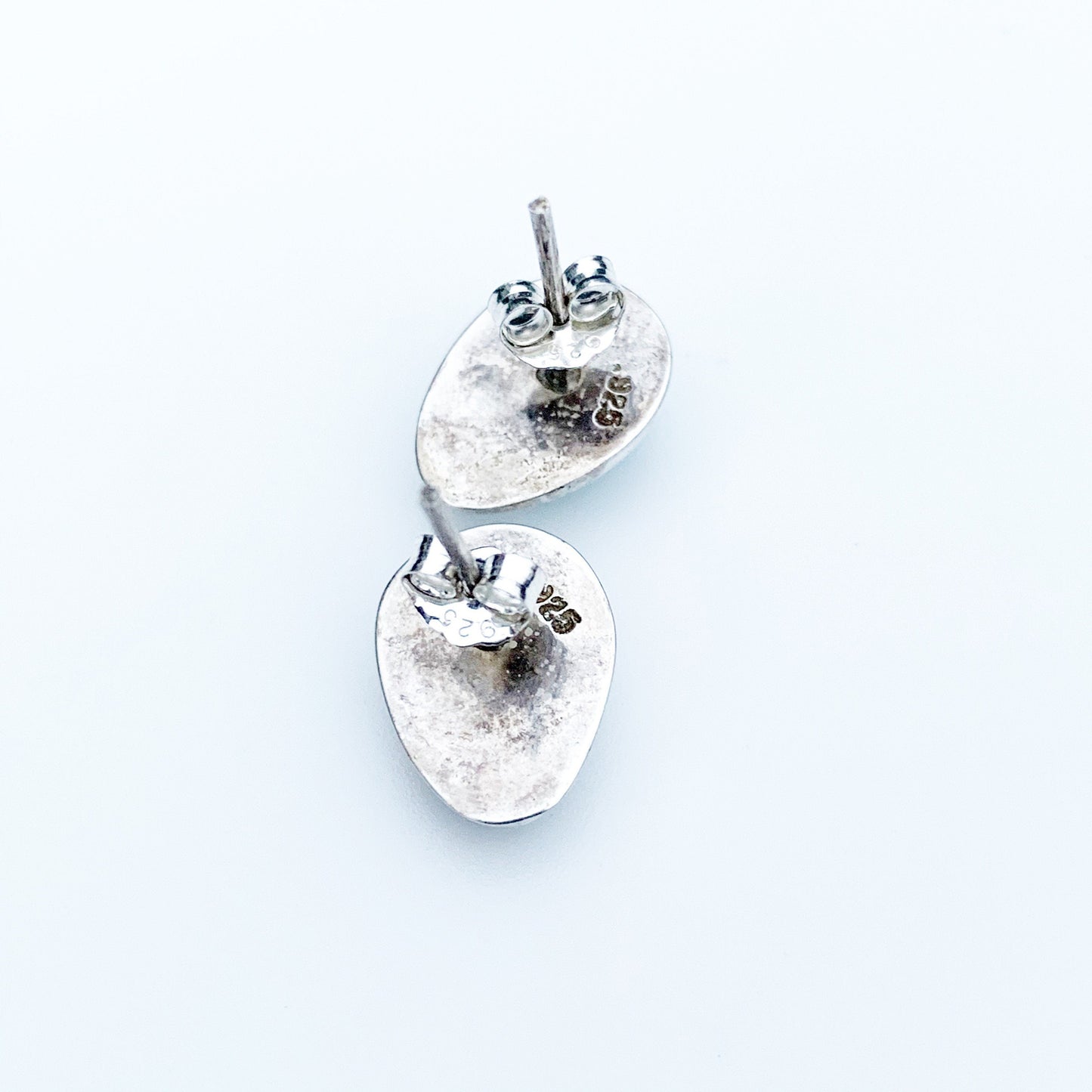Silver Larimar Stud Earrings | Tear Drop Larimar Earrings