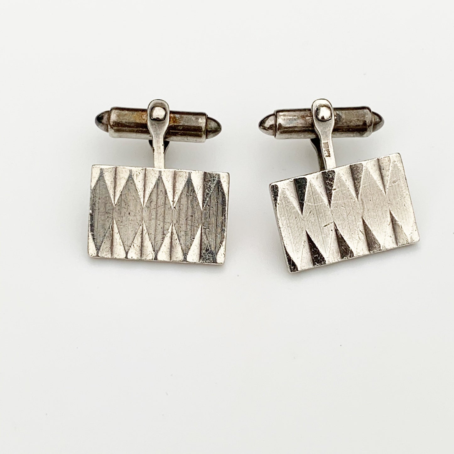 Vintage Geometric Silver Cufflinks | HG & S | Birmingham Cufflinks