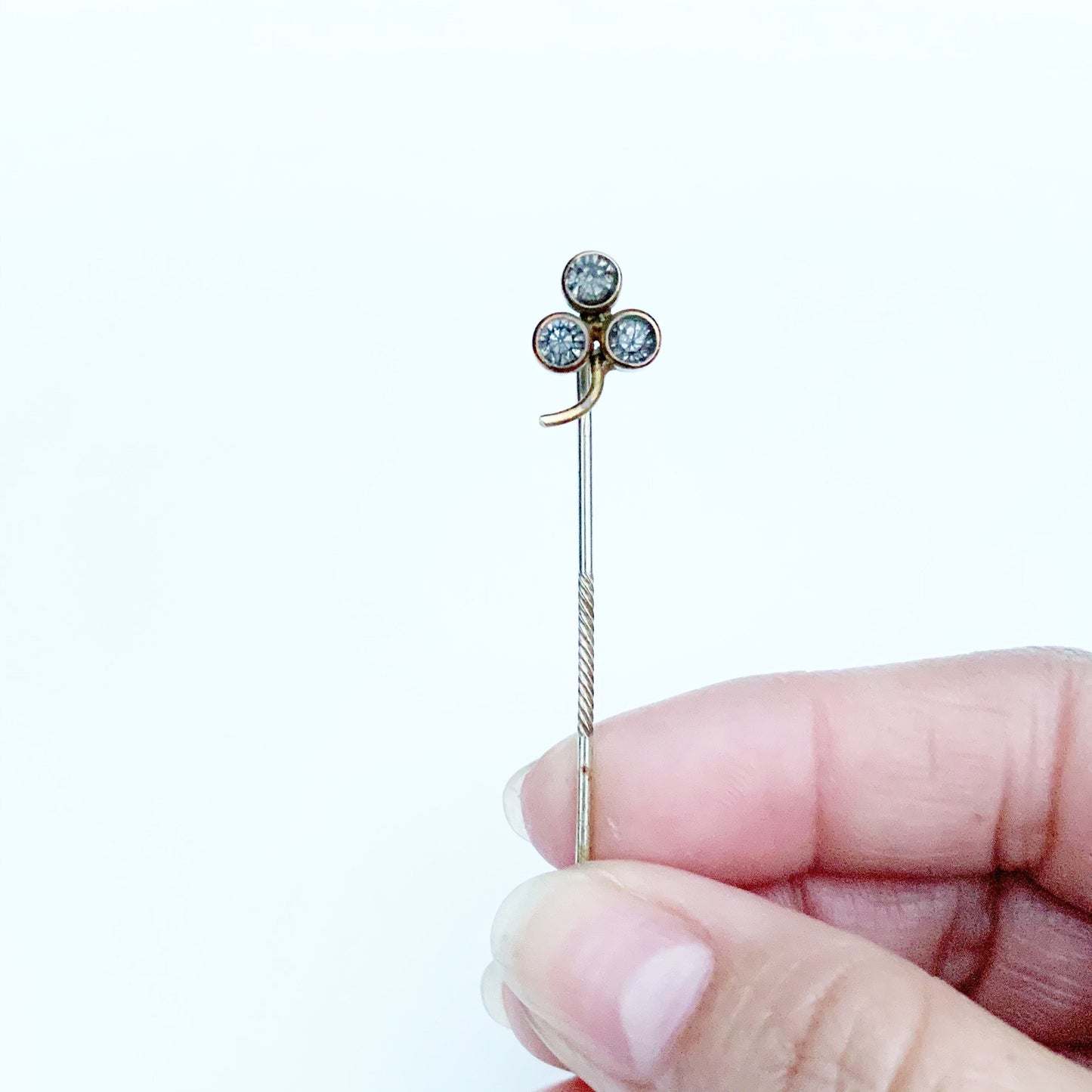 Victorian Clover Rhinestone Stick Pin