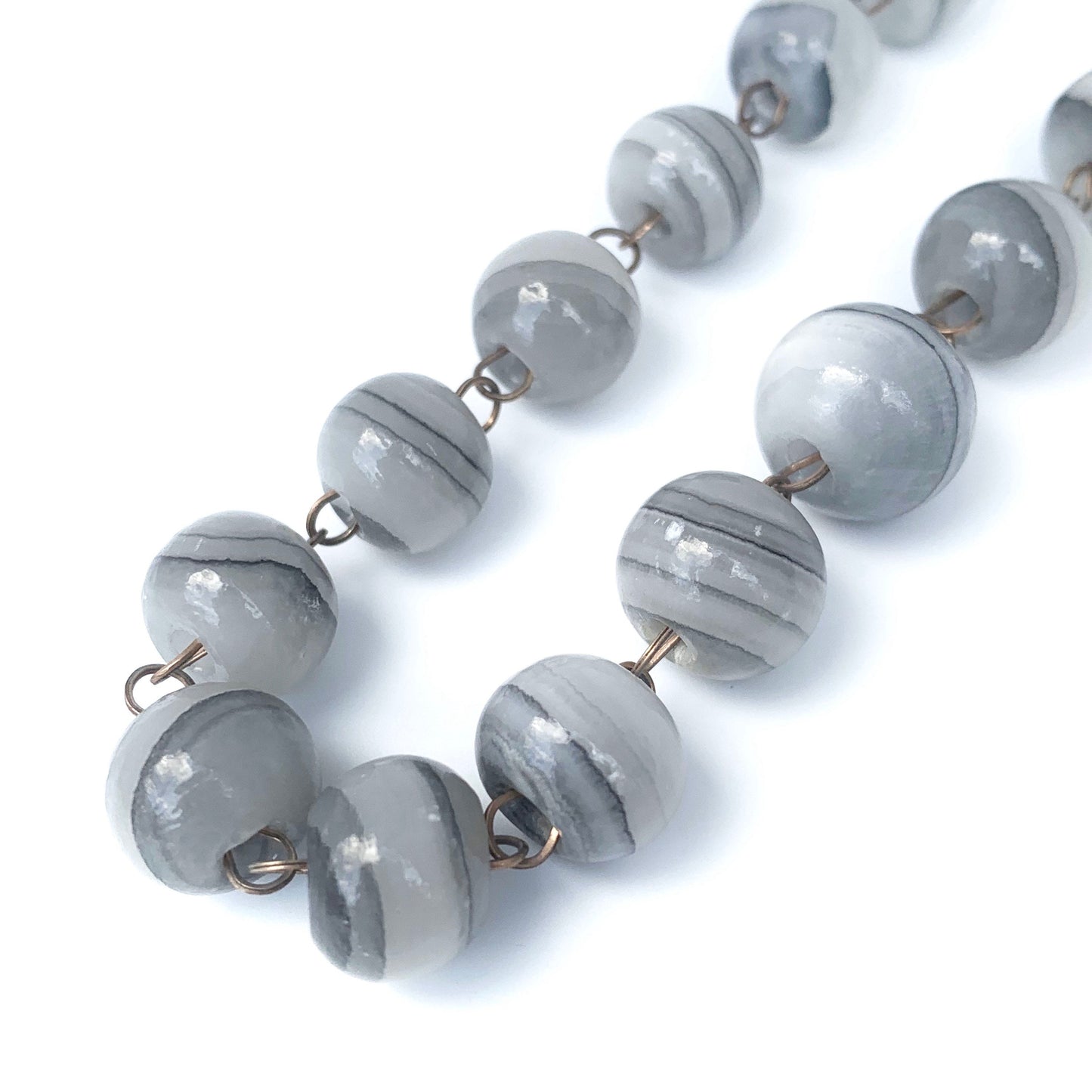 Vintage Grey Banded Agate Necklace