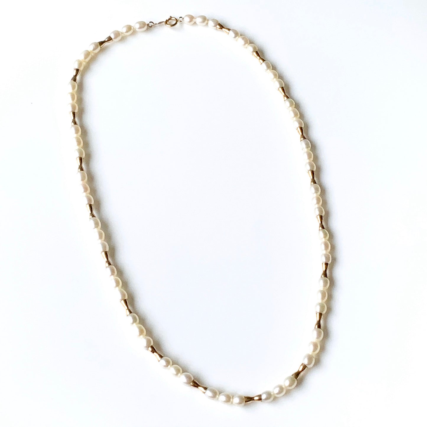 Cultured Pearl and Gold Bead Necklace