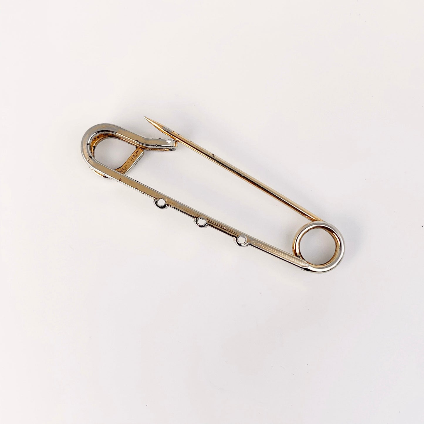 Vintage Safety Pin Charm Holder | Gold Tone Safety Pin Brooch