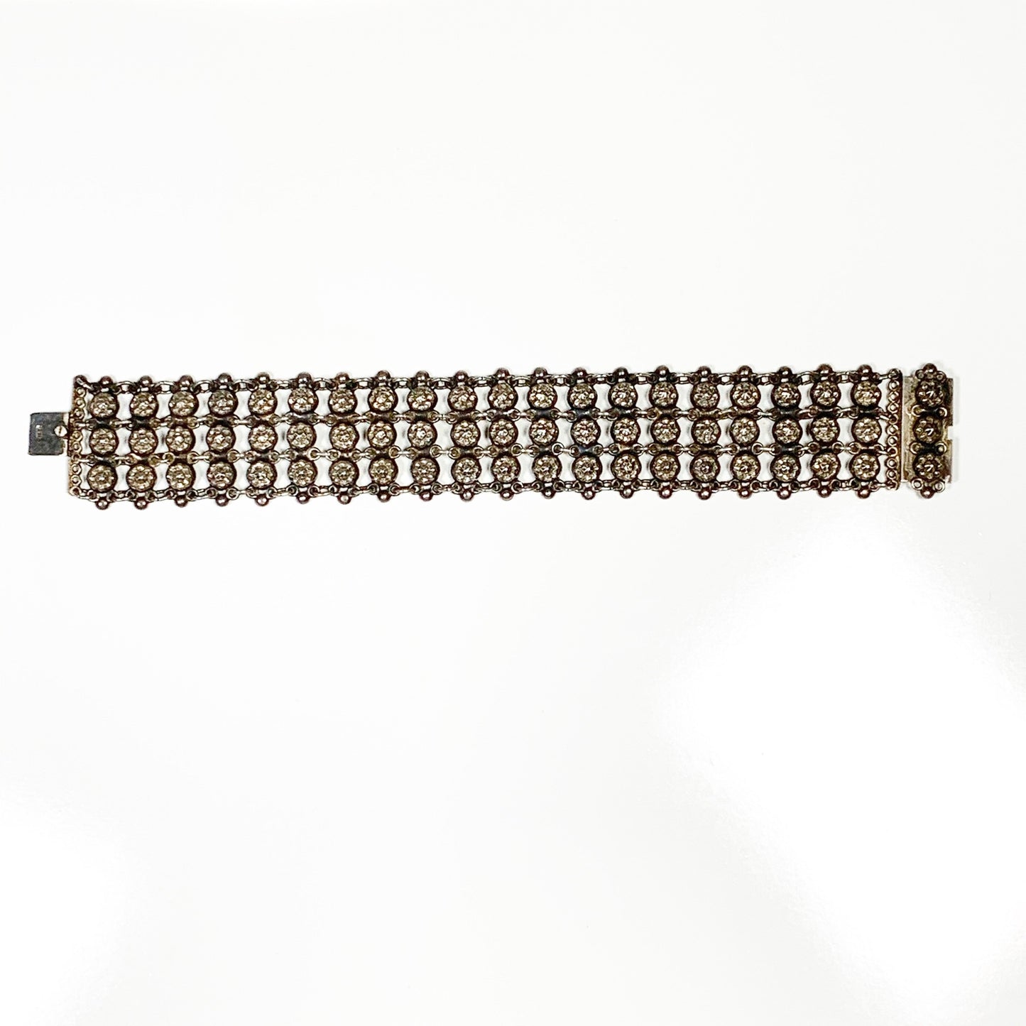Vintage Silver Wide Chain Link Bracelet | 835 Silver Repousse Bracelet
