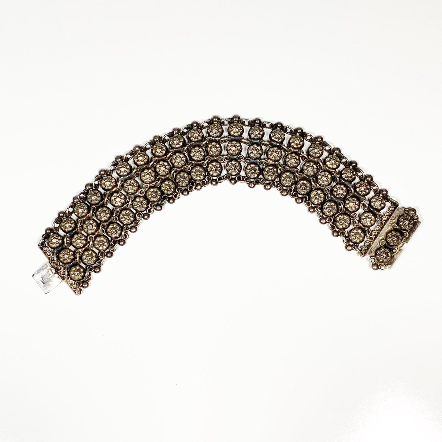 Vintage Silver Wide Chain Link Bracelet | 835 Silver Repousse Bracelet