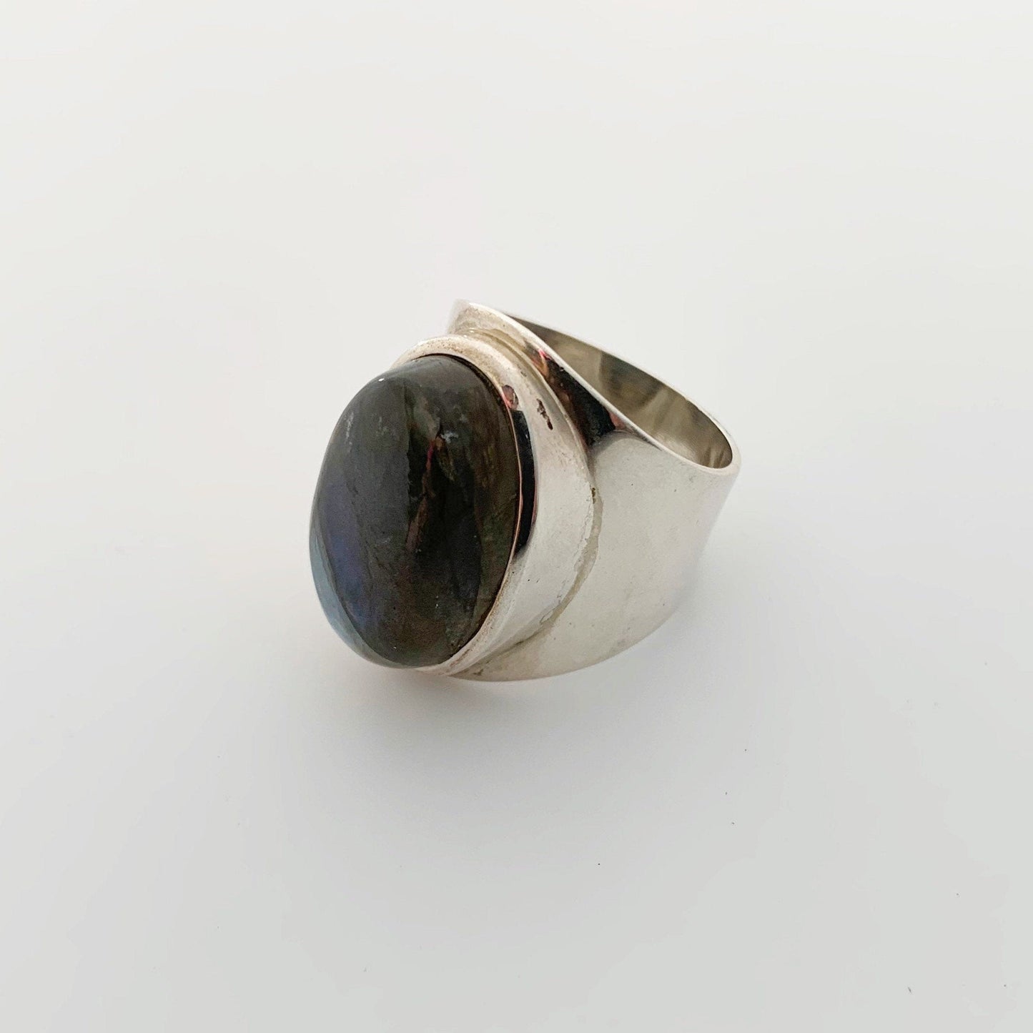 Vintage Silver Labradorite Ring | Large Labradorite Ring | Size 9 1/4 Ring