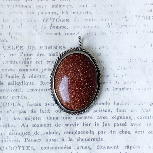 Vintage Silver Goldstone Pendant