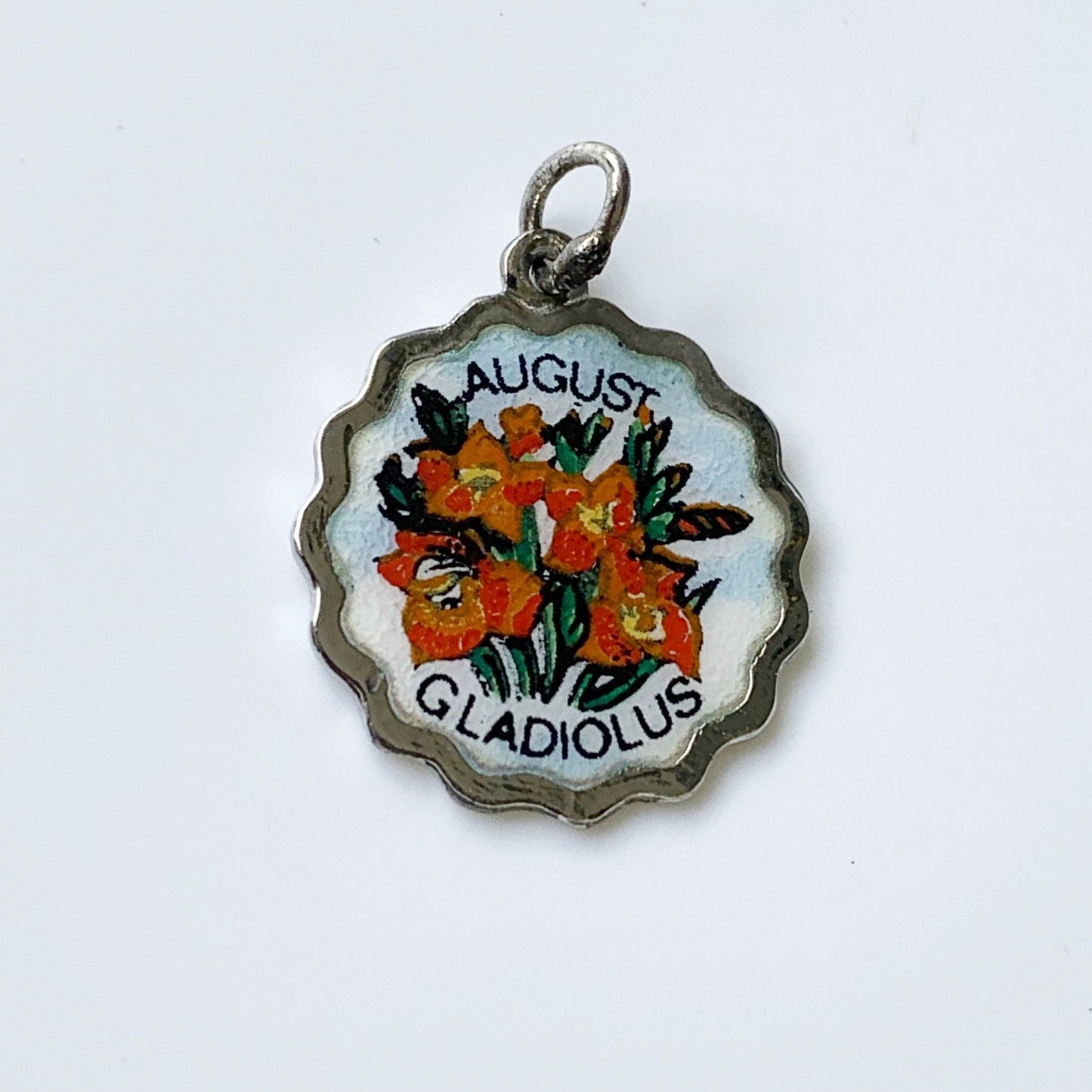 Vintage August Birthday Charm | August Gladiolus Flower | August Birth Flower