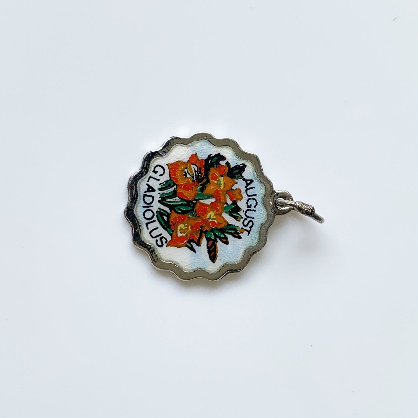 Vintage August Birthday Charm | August Gladiolus Flower | August Birth Flower