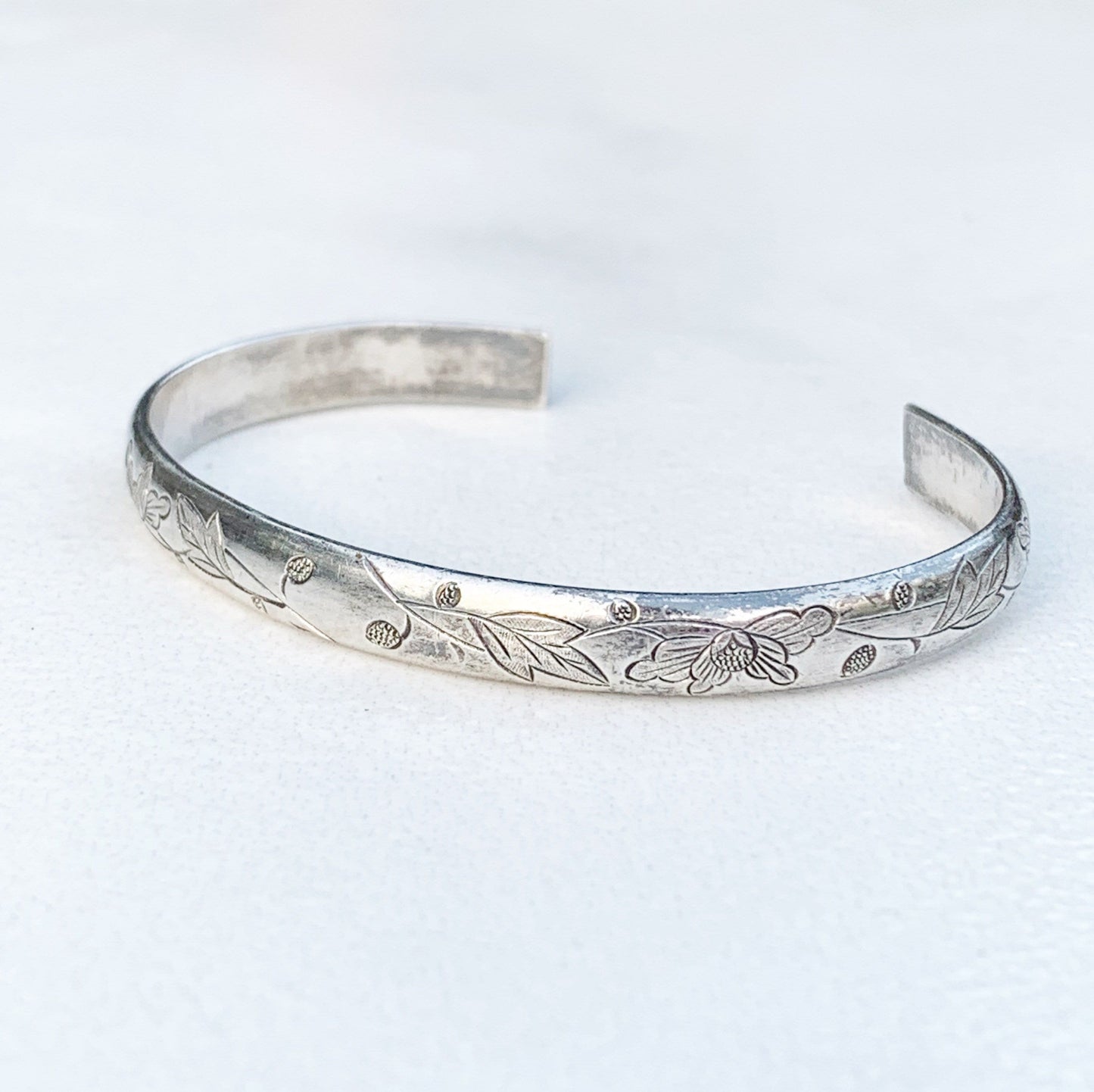 Antique Chinese Silver Cuff Bracelet | Chinese Engraved Wedding Cuff