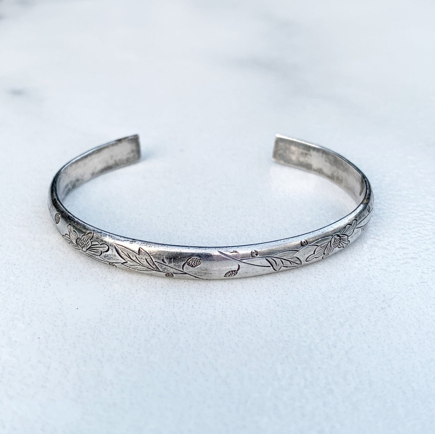 Antique Chinese Silver Cuff Bracelet | Chinese Engraved Wedding Cuff