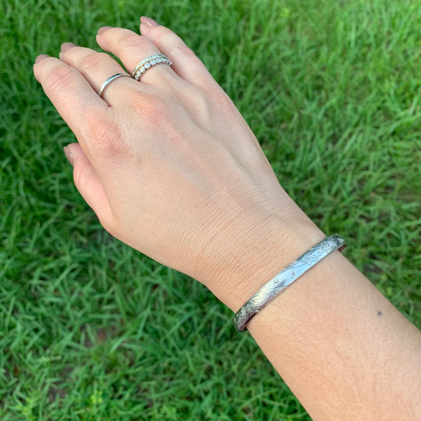 Antique Chinese Silver Cuff Bracelet | Chinese Engraved Wedding Cuff