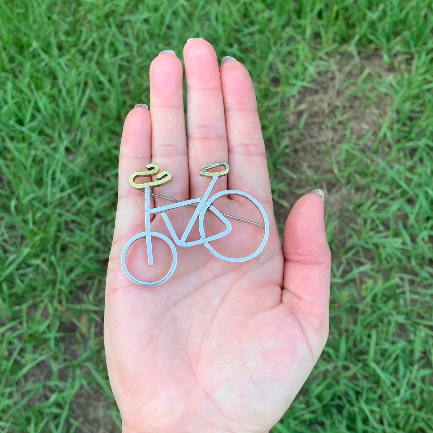 Vintage Silver Bicycle Brooch | Mexican Silver Mixed Metals Brooch