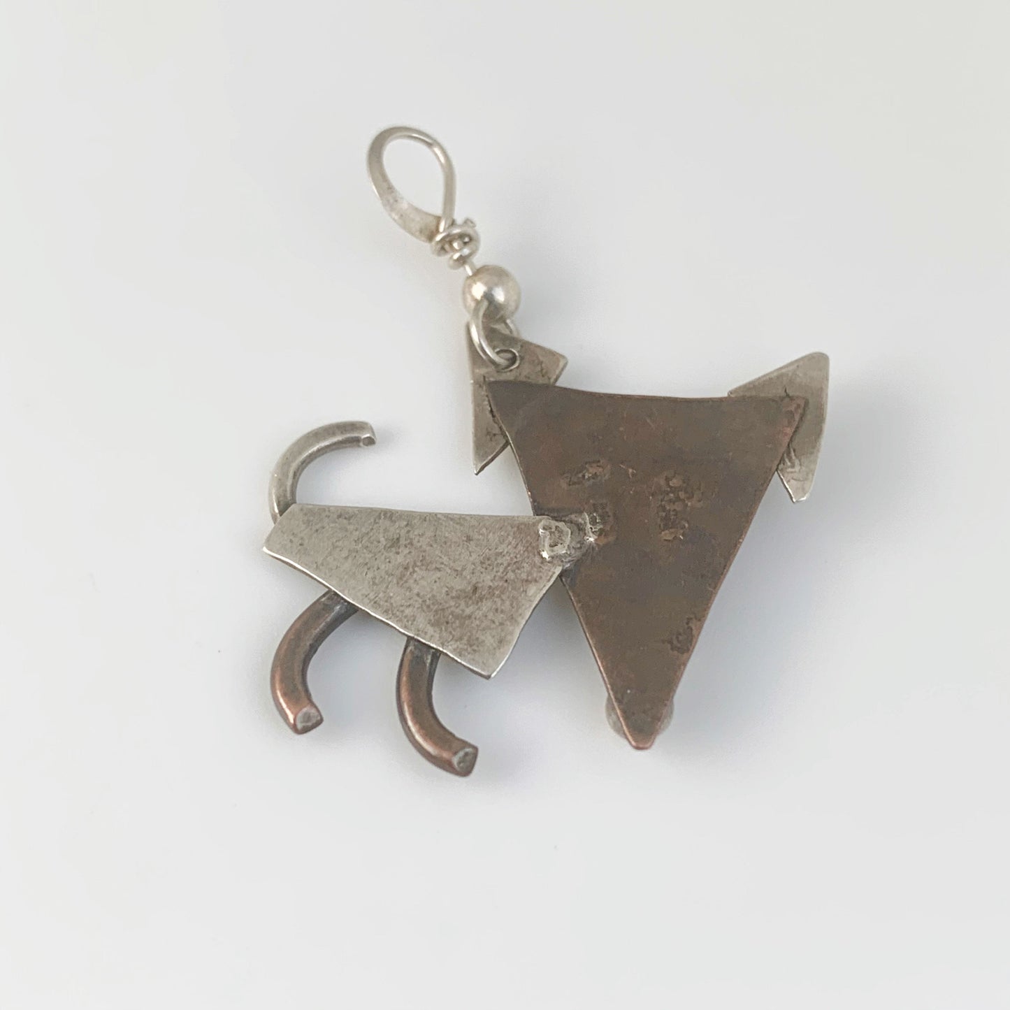 Handmade Silver and Copper Dog Charm | Whimsical Dog Charm Pendant | Mixed Metal Charm