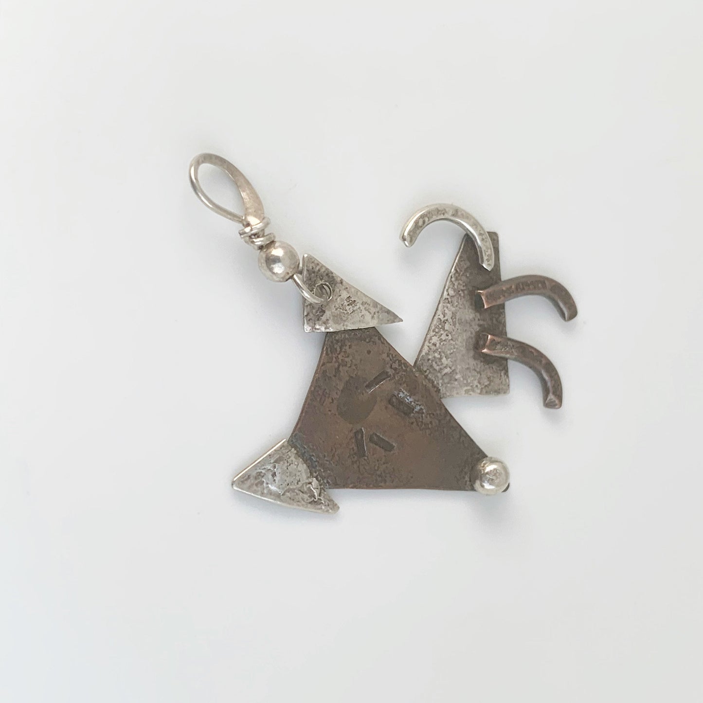 Handmade Silver and Copper Dog Charm | Whimsical Dog Charm Pendant | Mixed Metal Charm