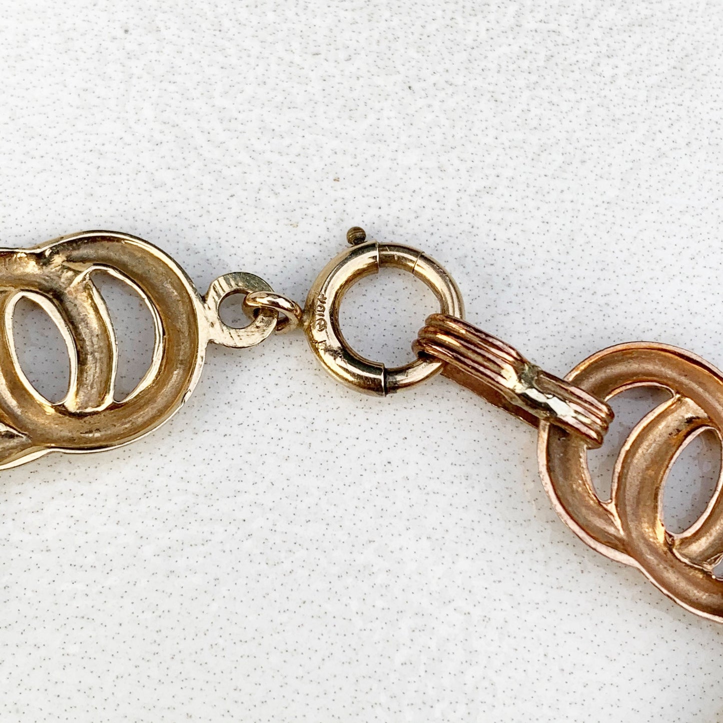 Vintage Art Deco 10k Gold Circle Link Bracelet | Vintage 10K Gold Two Tone Bracelet