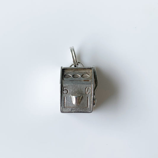 Vintage Sterling Slot Machine Charm | 5 Cent Coin Slot Machine | Gambling Jewelry