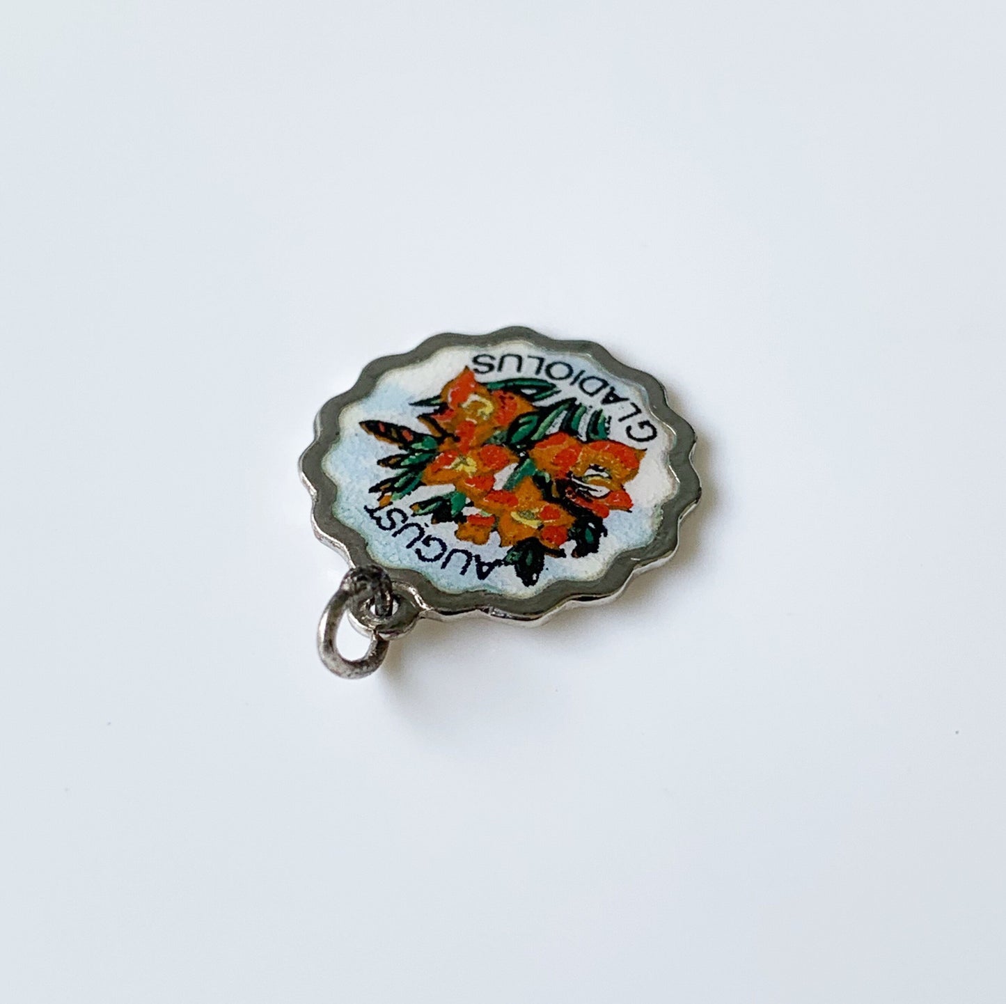 Vintage August Birthday Charm | August Gladiolus Flower | August Birth Flower