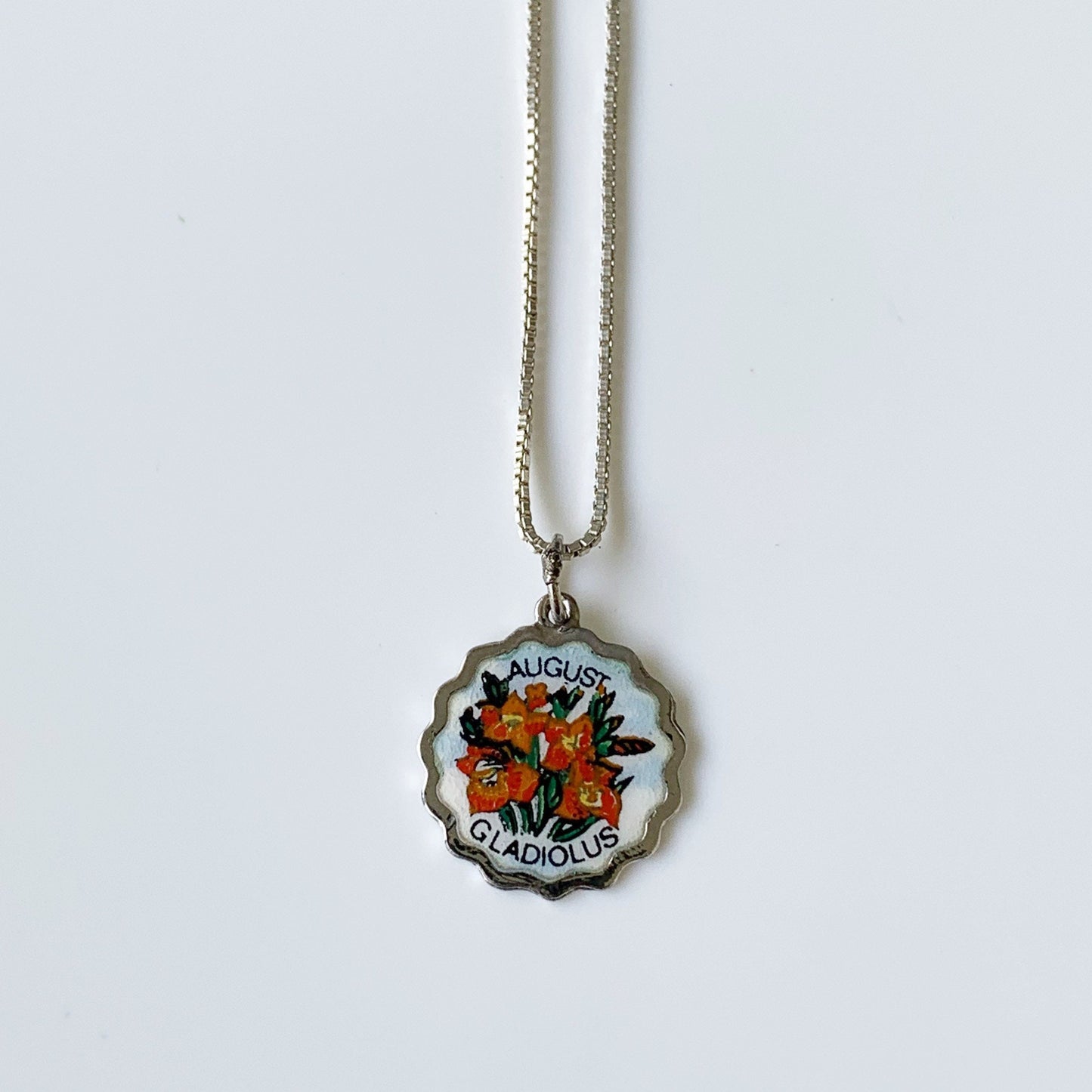 Vintage August Birthday Charm | August Gladiolus Flower | August Birth Flower