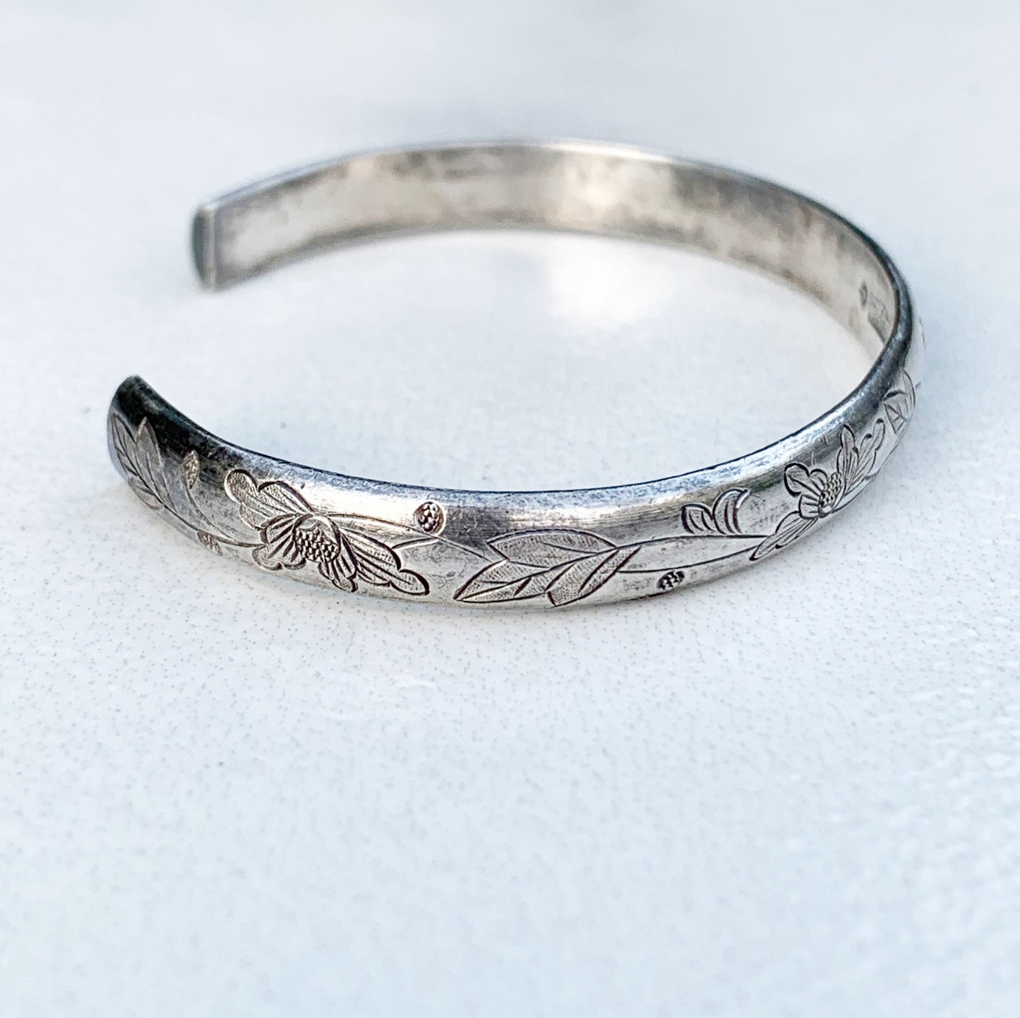 Antique Chinese Silver Cuff Bracelet | Chinese Engraved Wedding Cuff