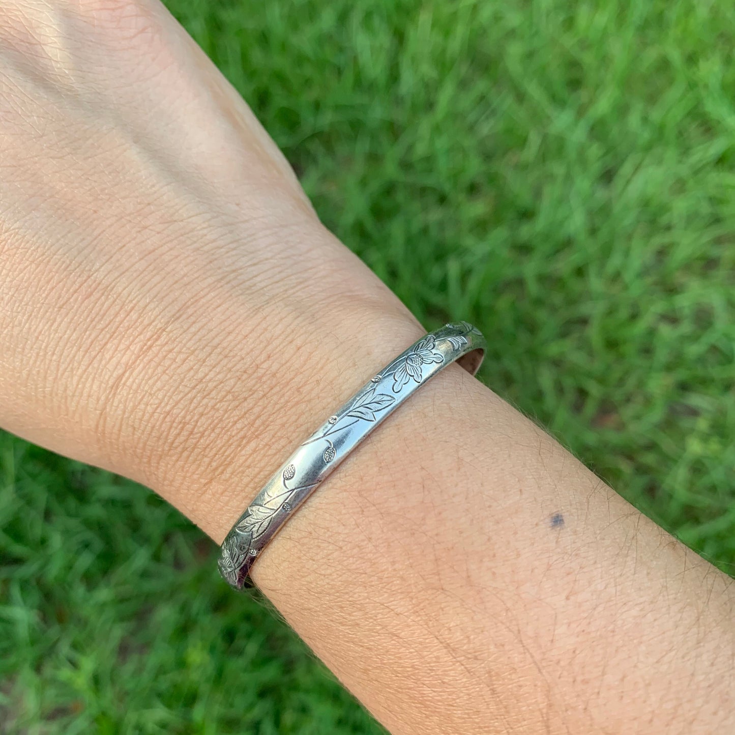 Antique Chinese Silver Cuff Bracelet | Chinese Engraved Wedding Cuff