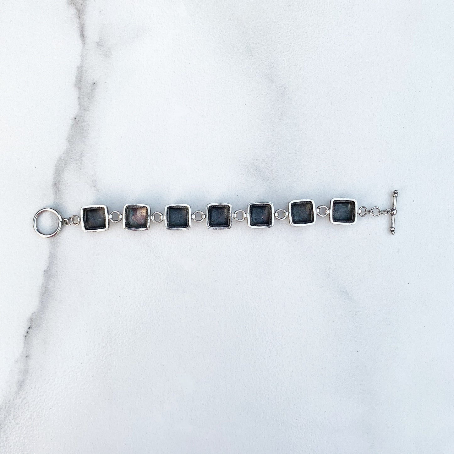 Vintage Silver Modernist Bracelet | Domed Link Bracelet