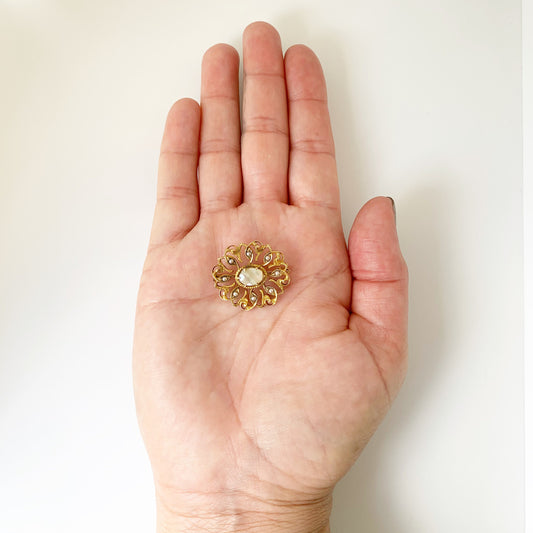 Vintage Seed Pearl Brooch | Mother of Pearl | Gold Brooch