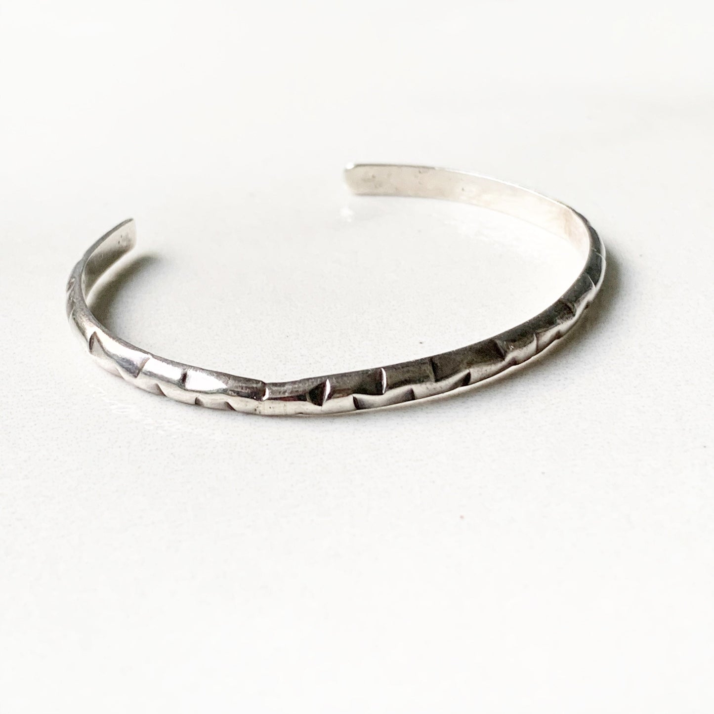 Vintage Silver Hand Stamped Cuff | Vintage Silver Cuff Bracelet