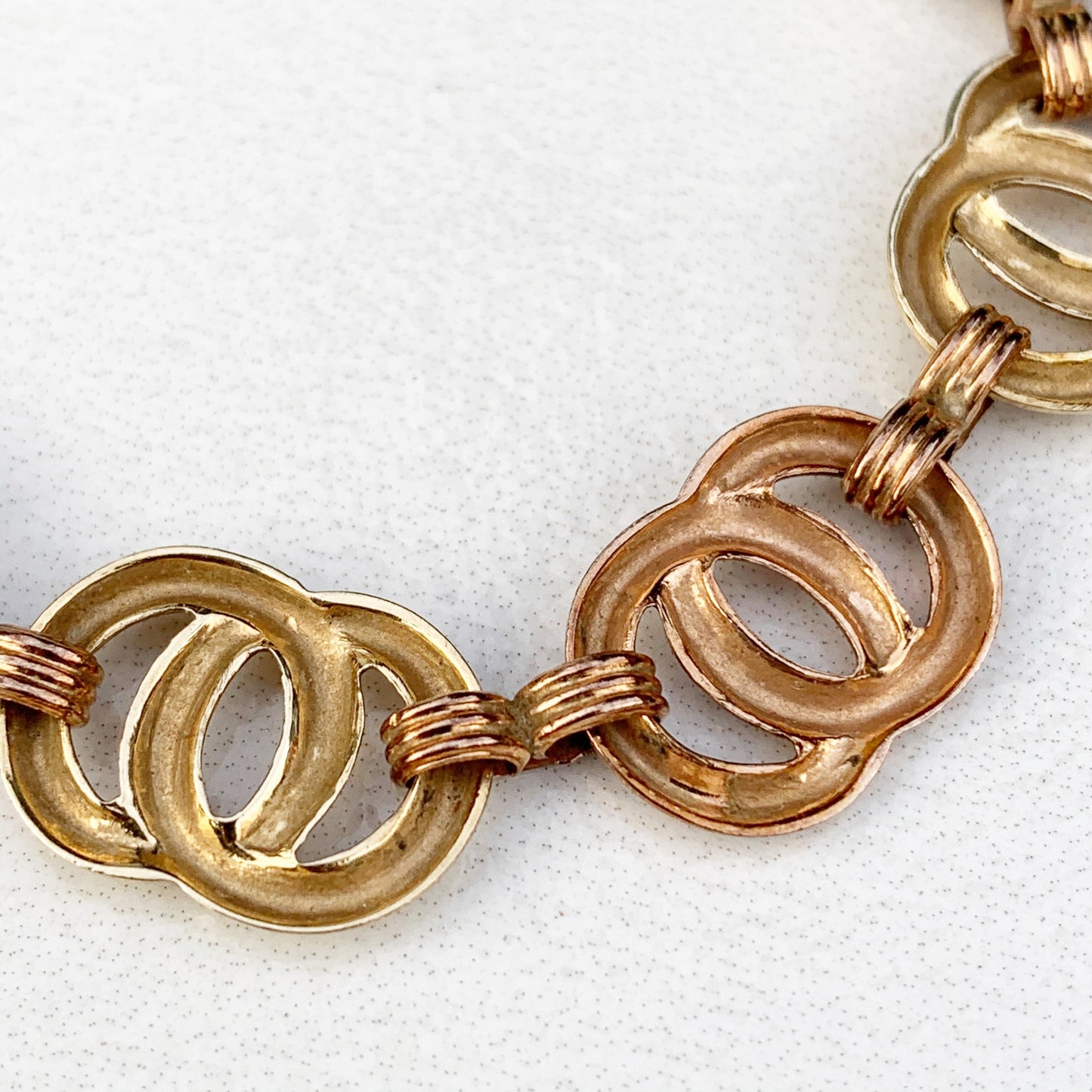 Vintage Art Deco 10k Gold Circle Link Bracelet | Vintage 10K Gold Two Tone Bracelet