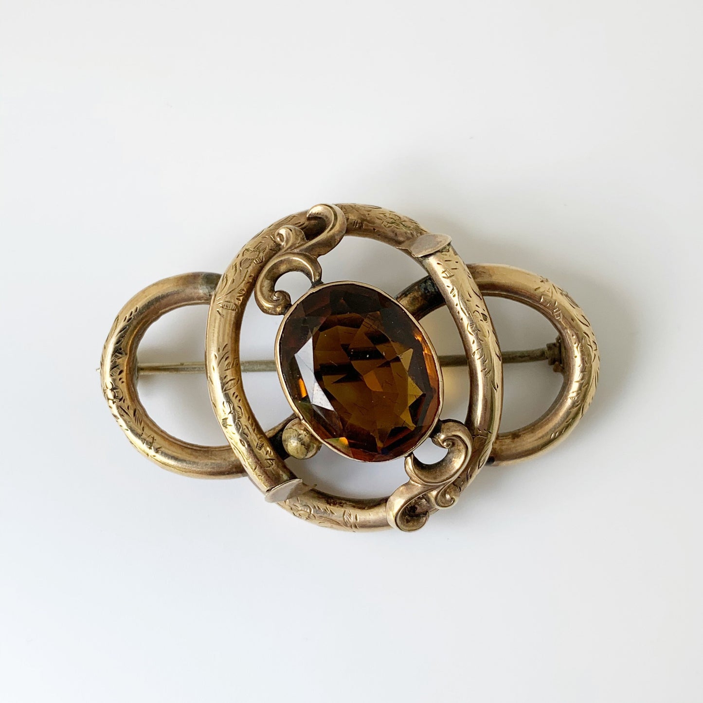Antique Victorian Love Knot Brooch | Victorian Brown Stone Brooch