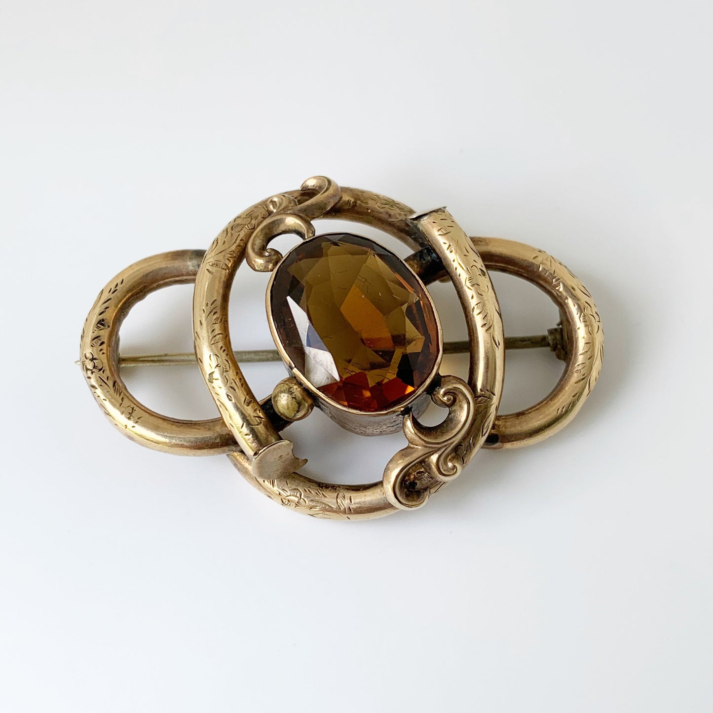 Antique Victorian Love Knot Brooch | Victorian Brown Stone Brooch