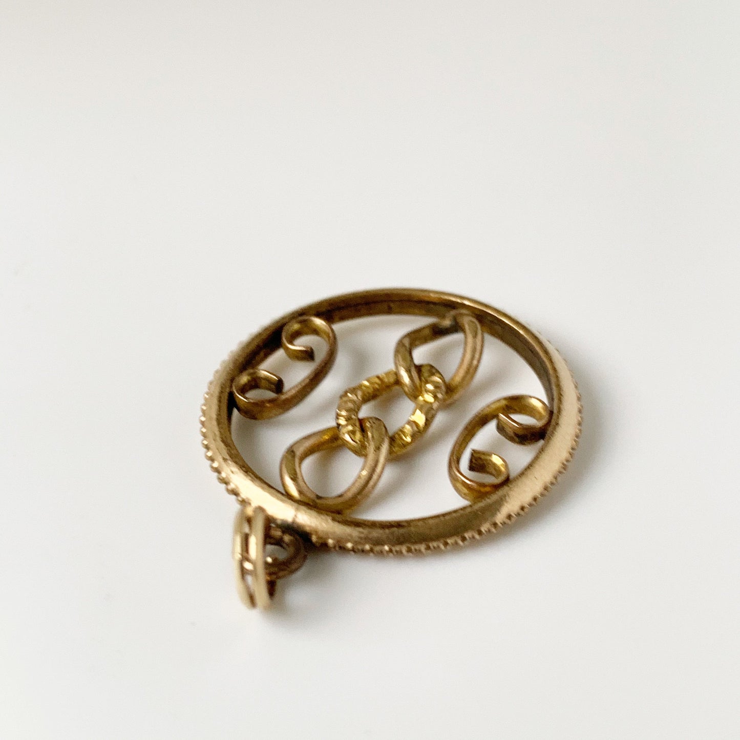 Victorian Scrollwork Watch Fob Pendant | Linked Chain Watch Fob Medallion