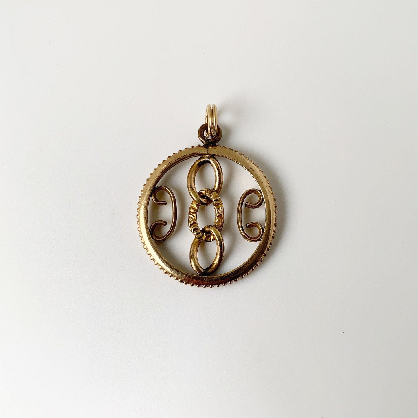 Victorian Scrollwork Watch Fob Pendant | Linked Chain Watch Fob Medallion