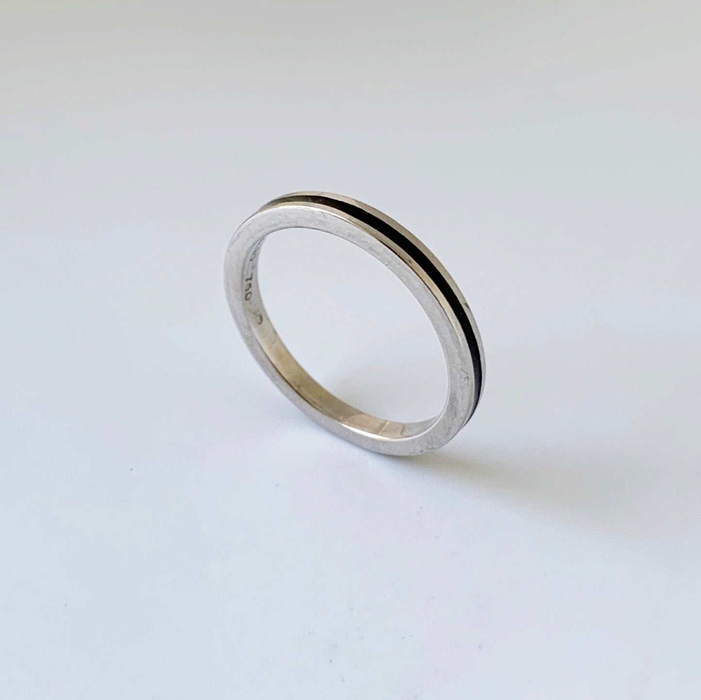 White Gold Hidalgo Black Enamel Ring | Hidalgo Stackable 18k Guard Ring| Size 5 1/4 Ring