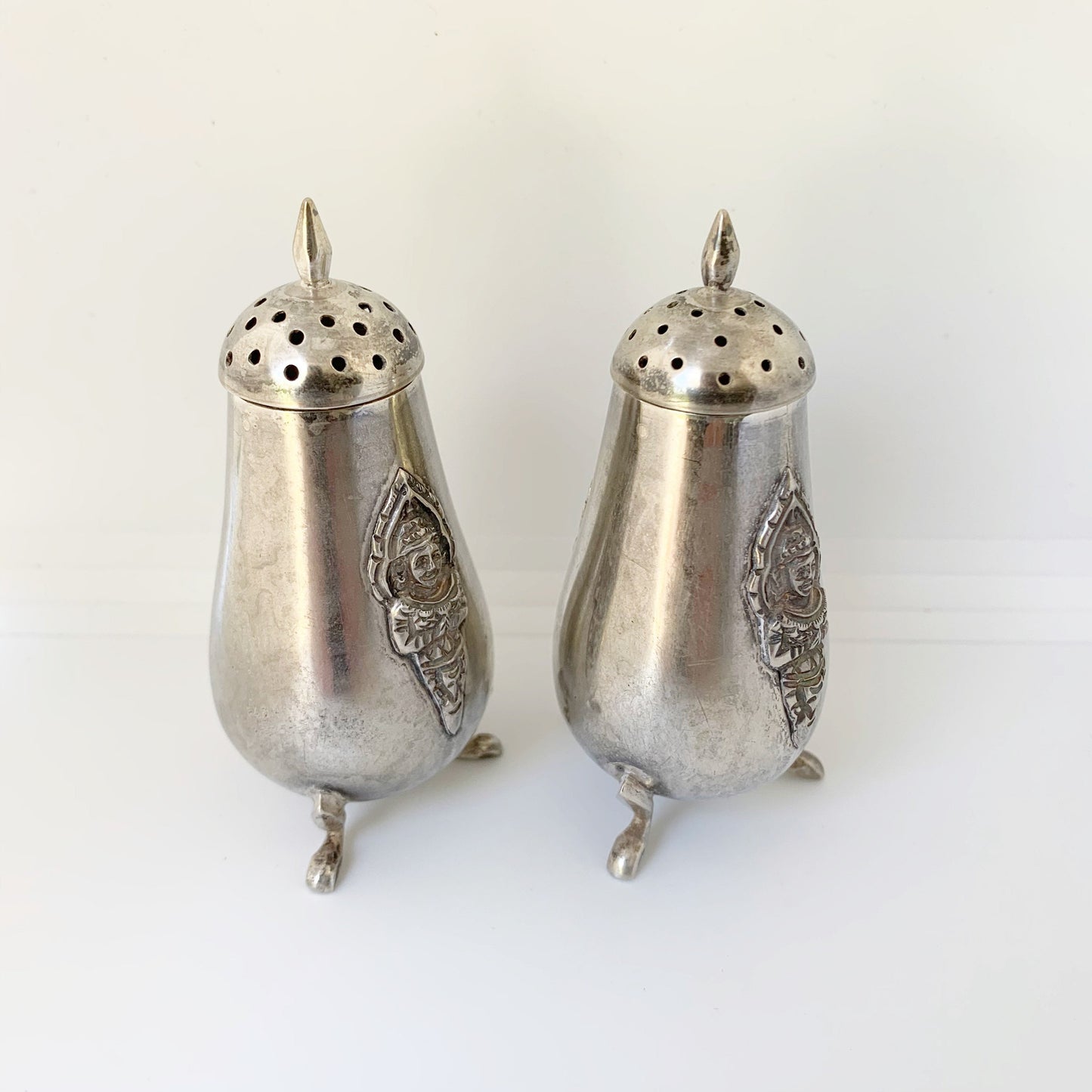 Vintage Sterling Silver Salt and Pepper Shakers | Siam Thailand KUI KEE Sterling