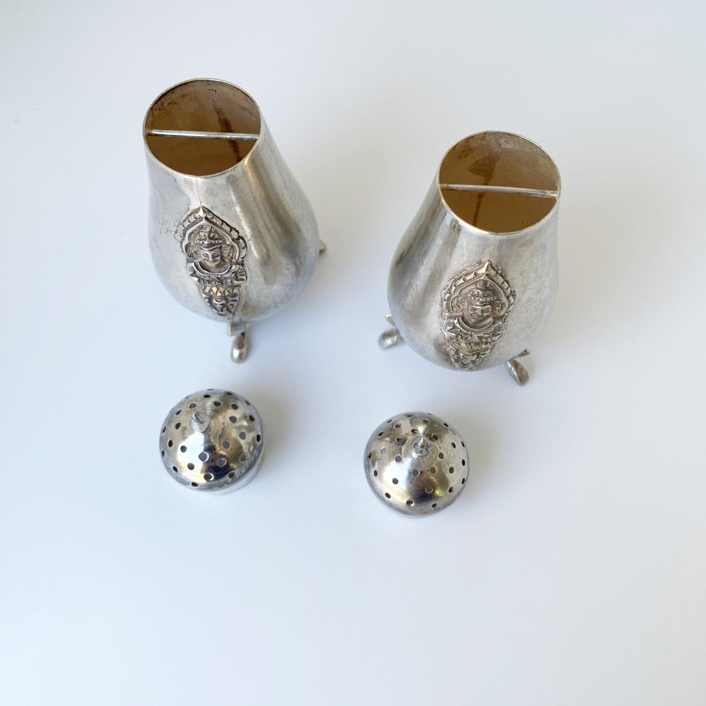 Vintage Sterling Silver Salt and Pepper Shakers | Siam Thailand KUI KEE Sterling