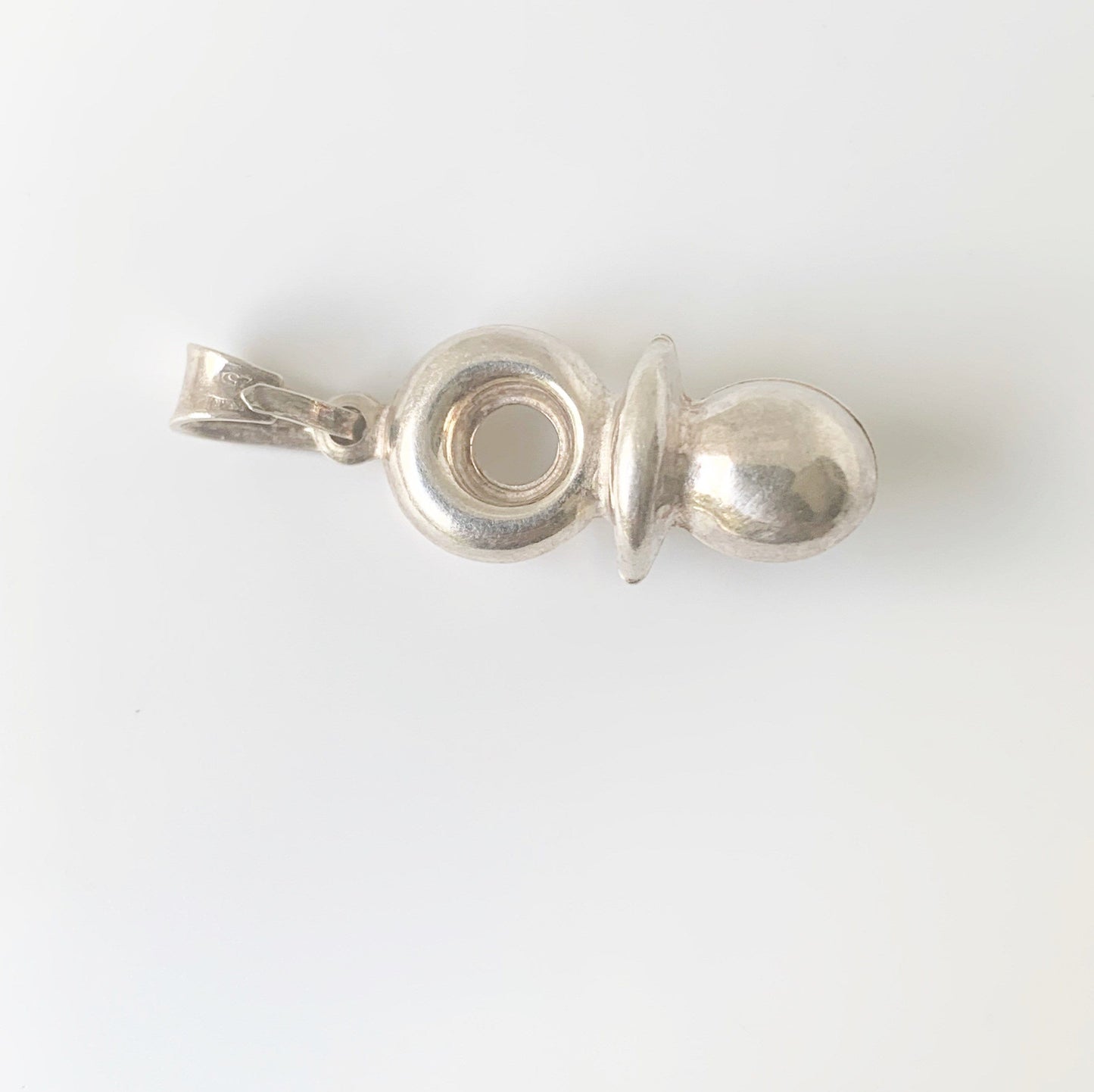 Vintage Puffy Baby Pacifier Charm | Silver Pacifier Charm | Silver Baby Binkie Charm