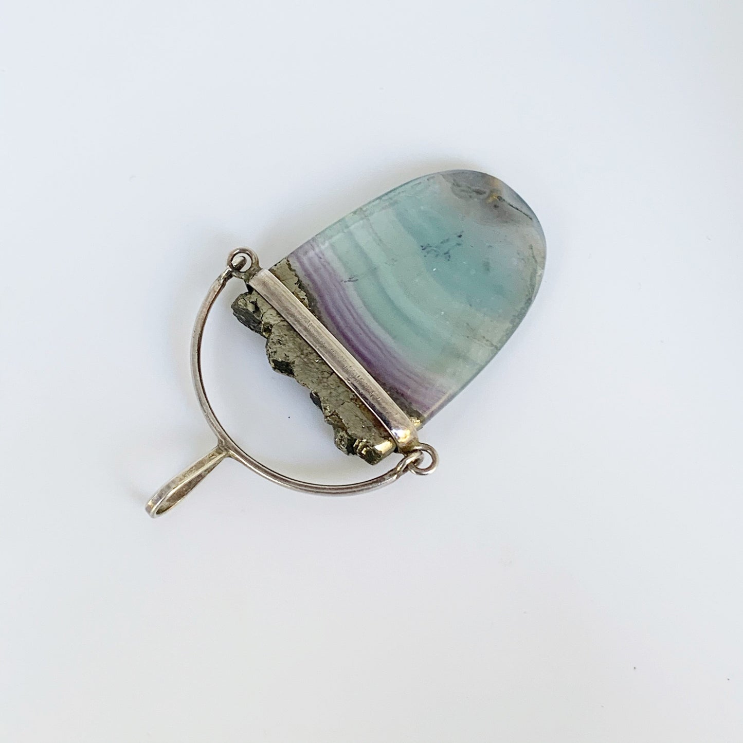 Silver Fluorite Swivel Pendant | Fluorite and Hematite Pendant