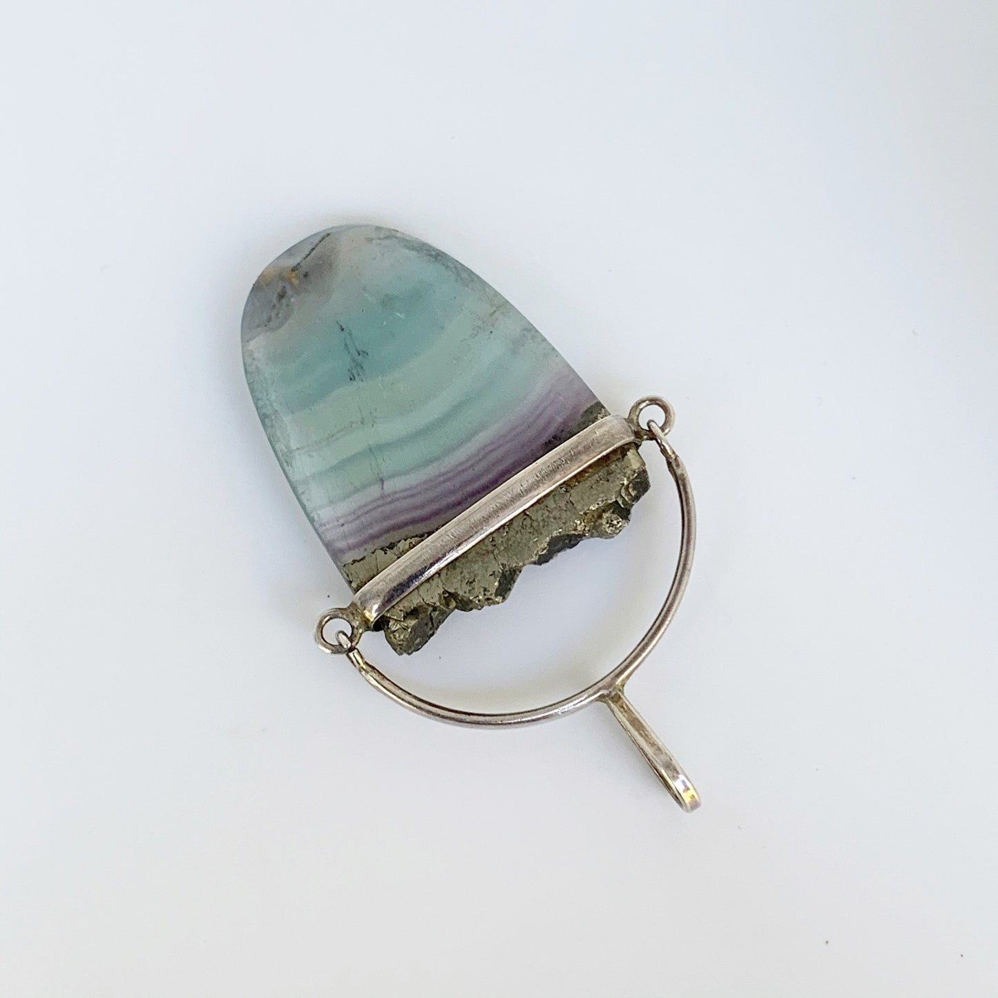 Silver Fluorite Swivel Pendant | Fluorite and Hematite Pendant