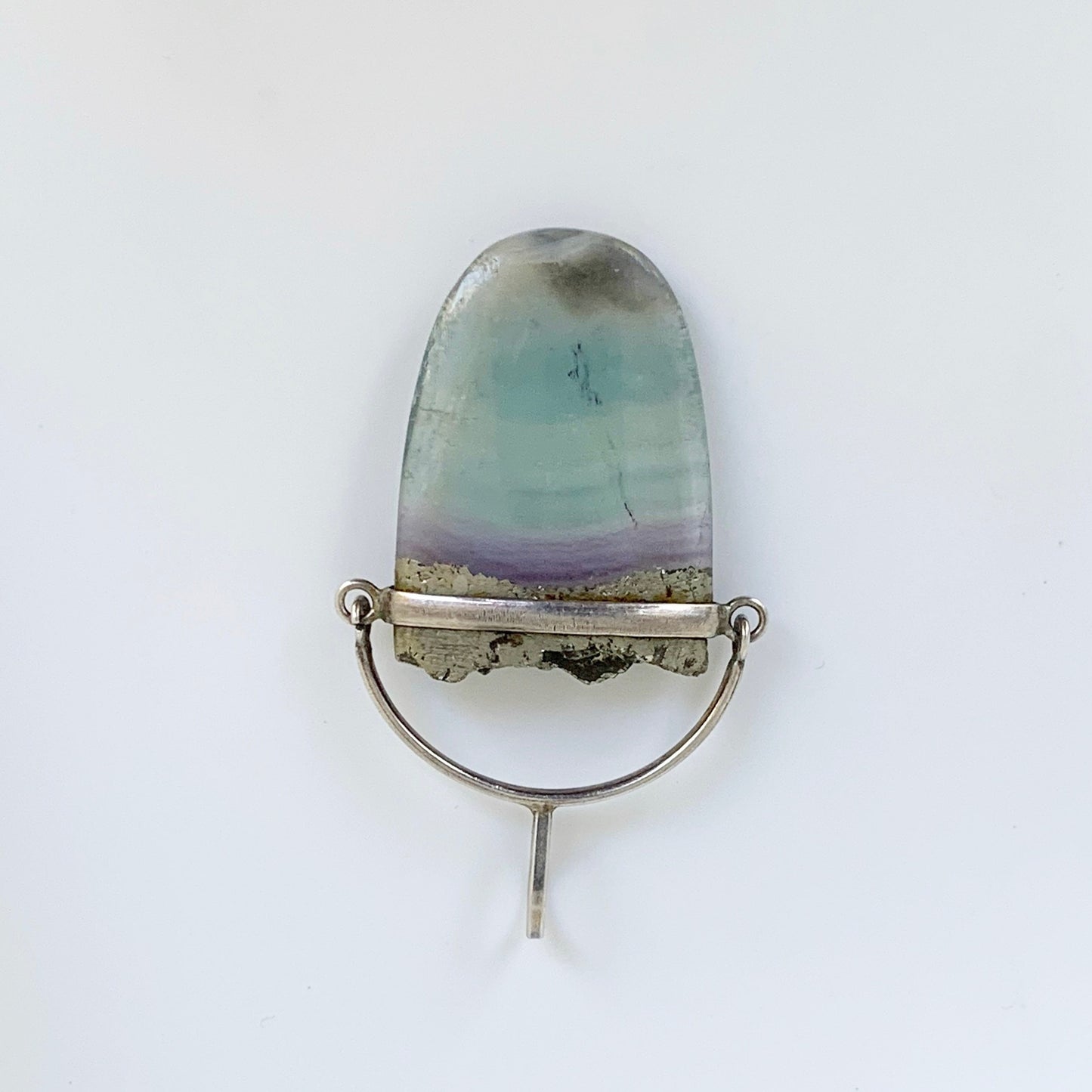 Silver Fluorite Swivel Pendant | Fluorite and Hematite Pendant