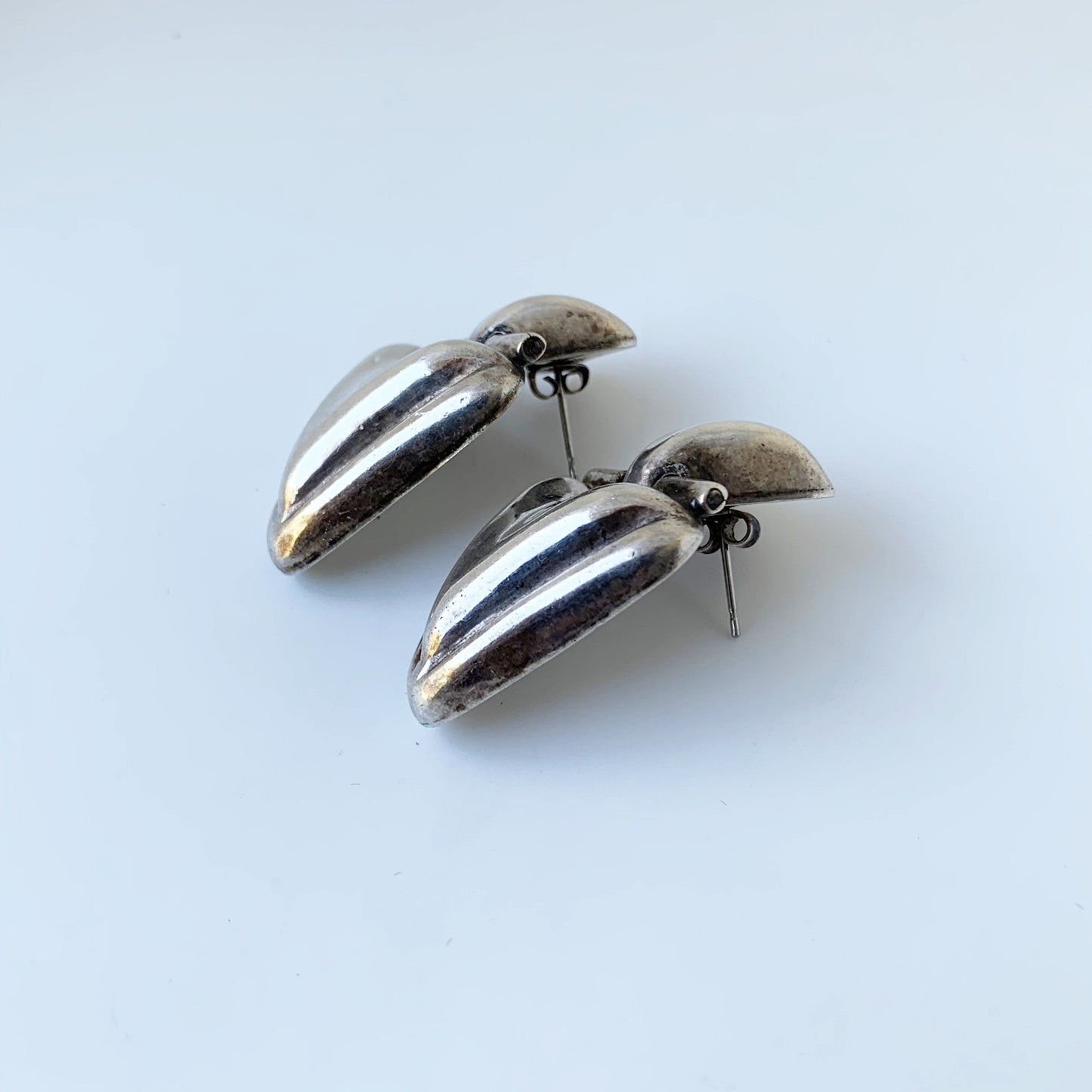 Vintage Mexican Silver Modernist Earrings | Modernist Hinged Dangle Earrings | Large Silver Earrings
