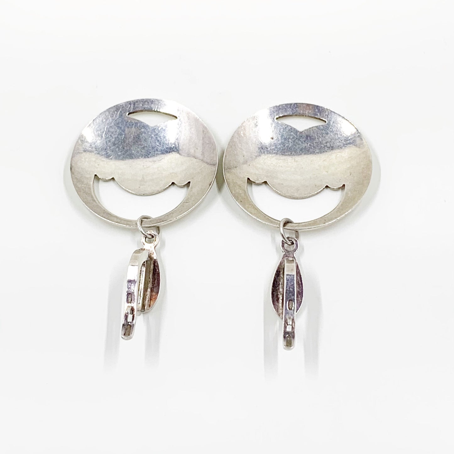 Vintage Silver Niello Flower Drop Earrings | Russian Black Niello Earrings