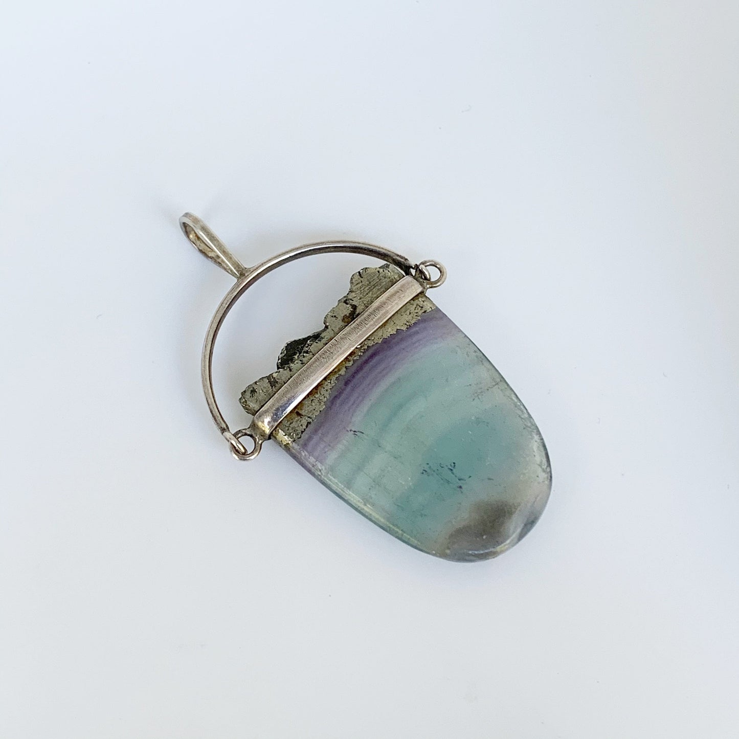 Silver Fluorite Swivel Pendant | Fluorite and Hematite Pendant