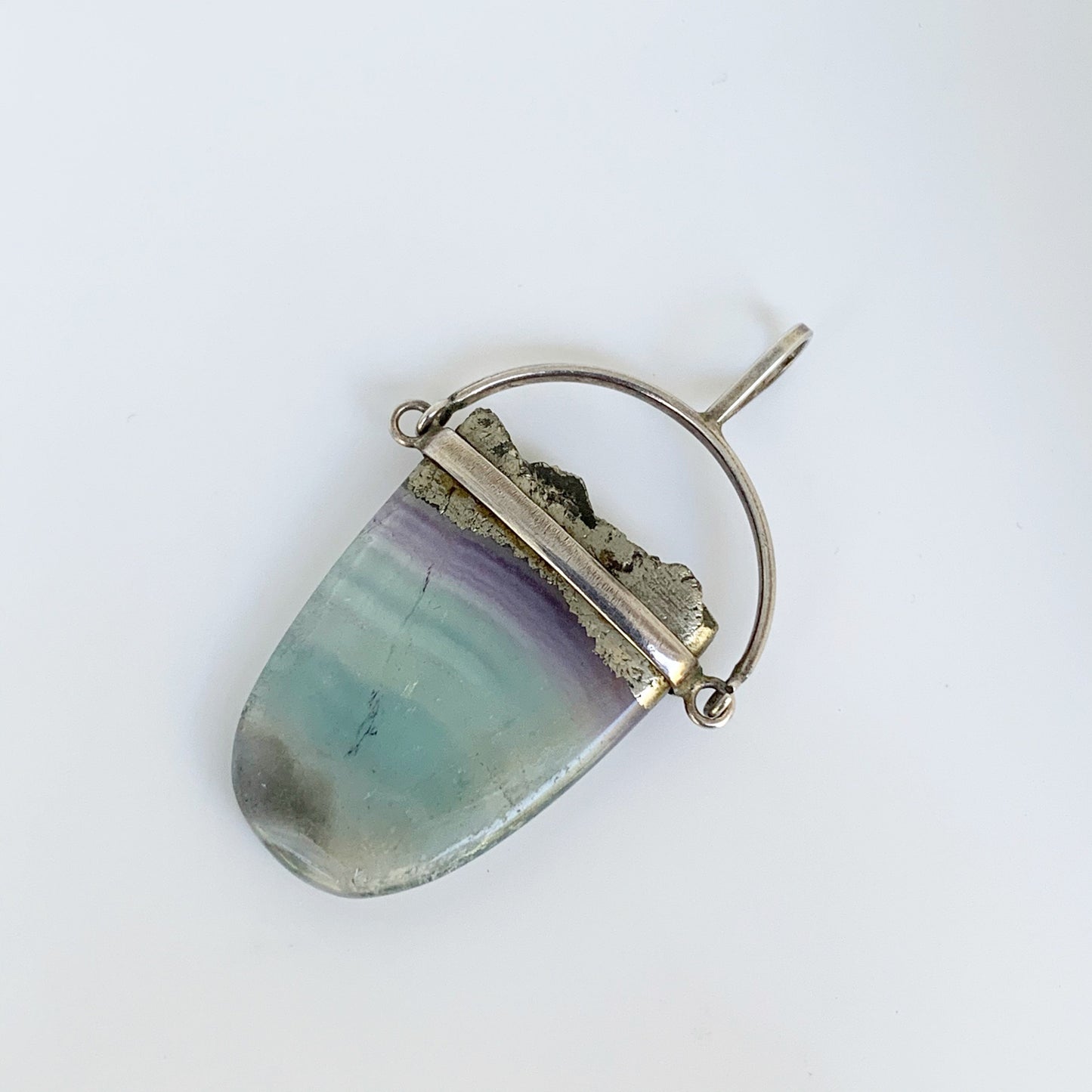 Silver Fluorite Swivel Pendant | Fluorite and Hematite Pendant