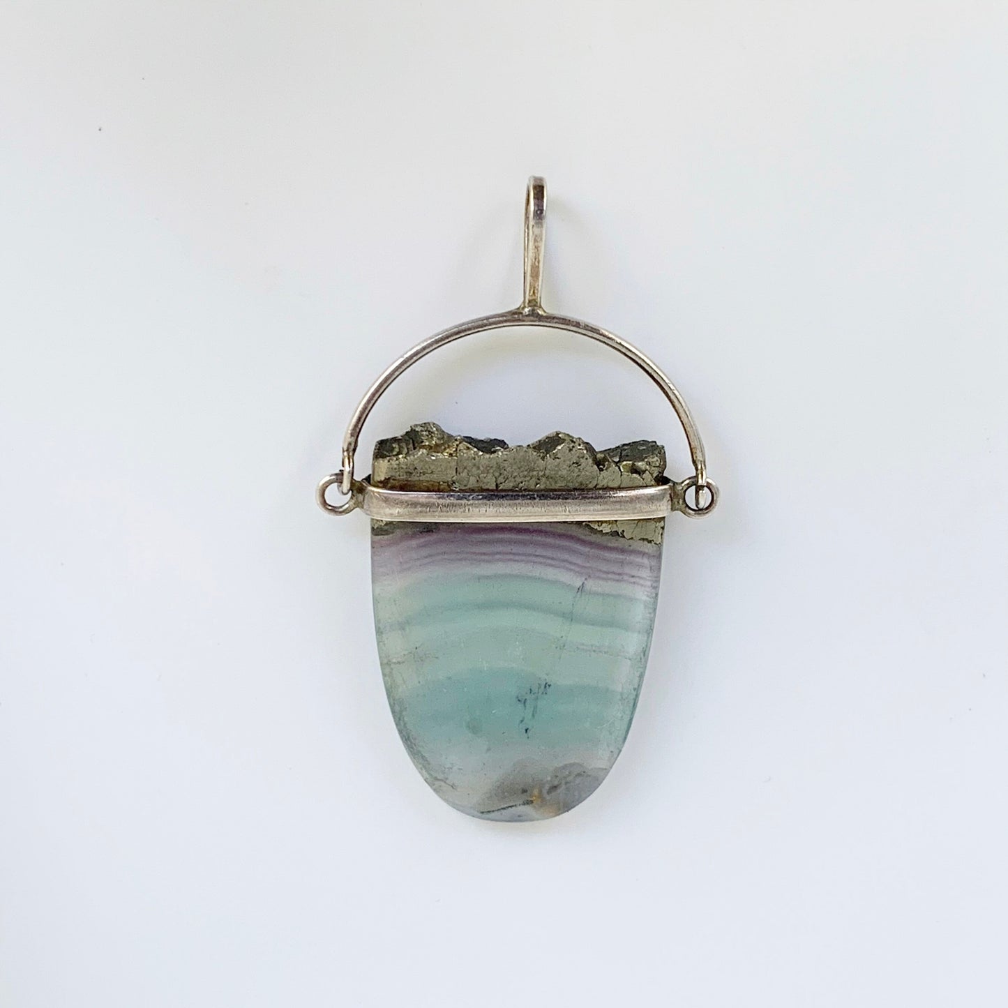 Silver Fluorite Swivel Pendant | Fluorite and Hematite Pendant