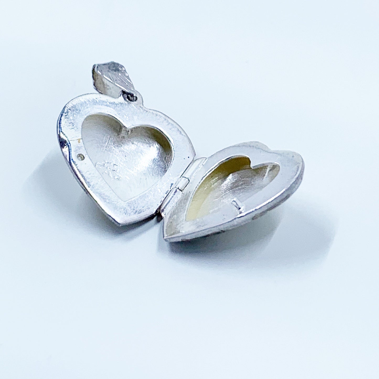 Vintage Silver Engraved Floral Heart Locket | Two Tone Flower Locket Pendant
