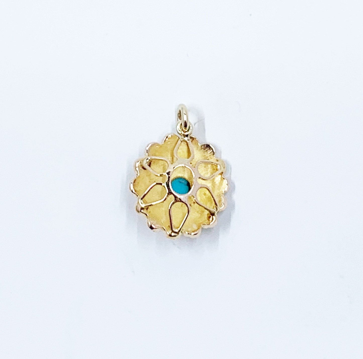 Vintage 14k Gold Turquoise Cluster Pendant | Conversion Jewelry